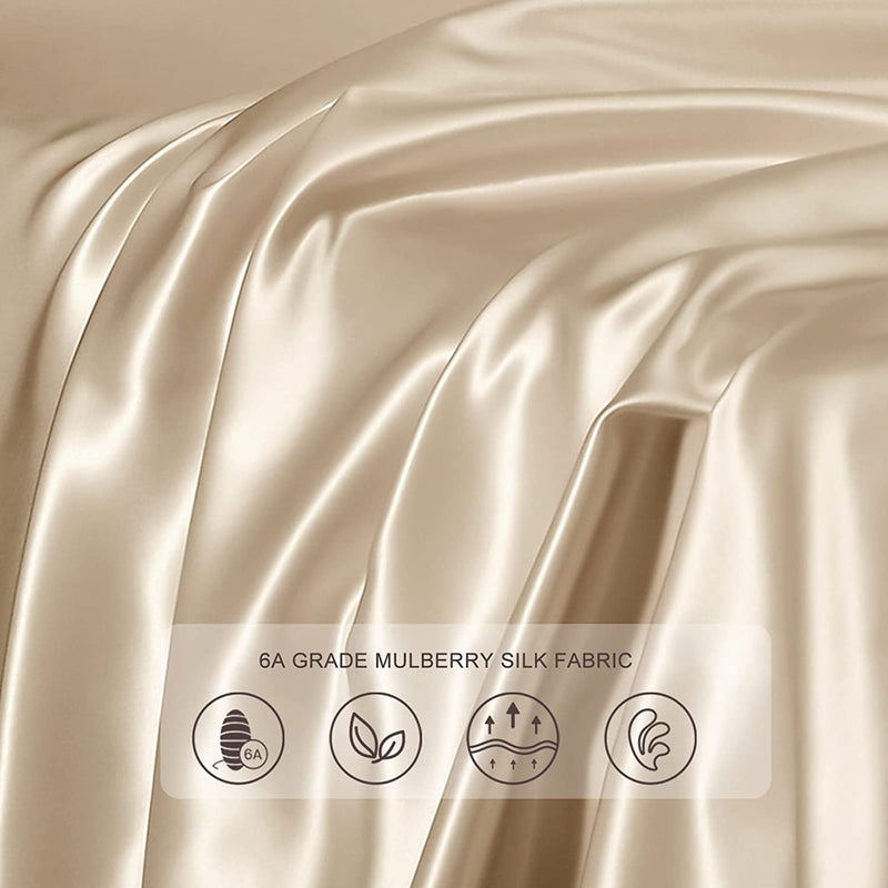 THXSILK Silk Pillowcase 22 Momme Pure Mulberry Silk Pillowcases with Hidden Zipper Soft Breathable Pillow Cover for Hair and Skin Standard, Champagne - Image 4